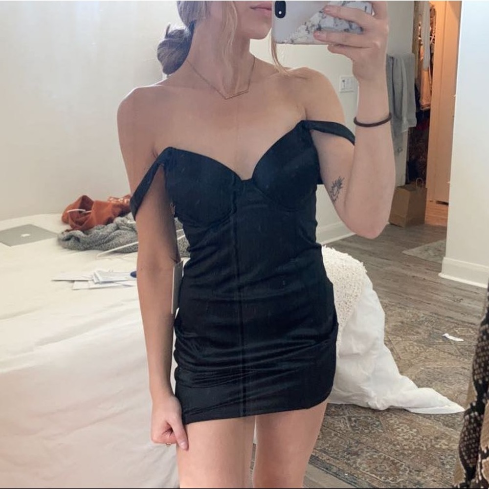 Structured black mini dress